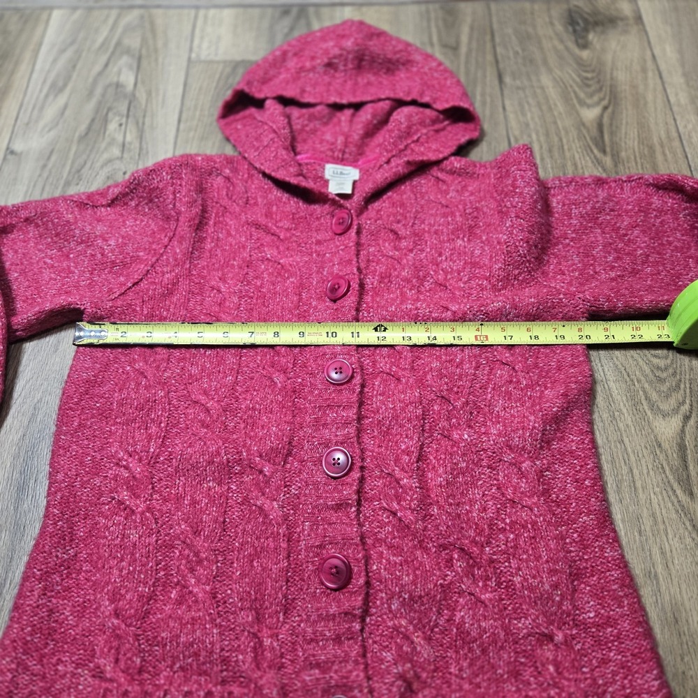 LL Bean‎ Large Pink Ragg Knit Shawl Collar Cable Sweater Cardigan - Picture 4 of 8